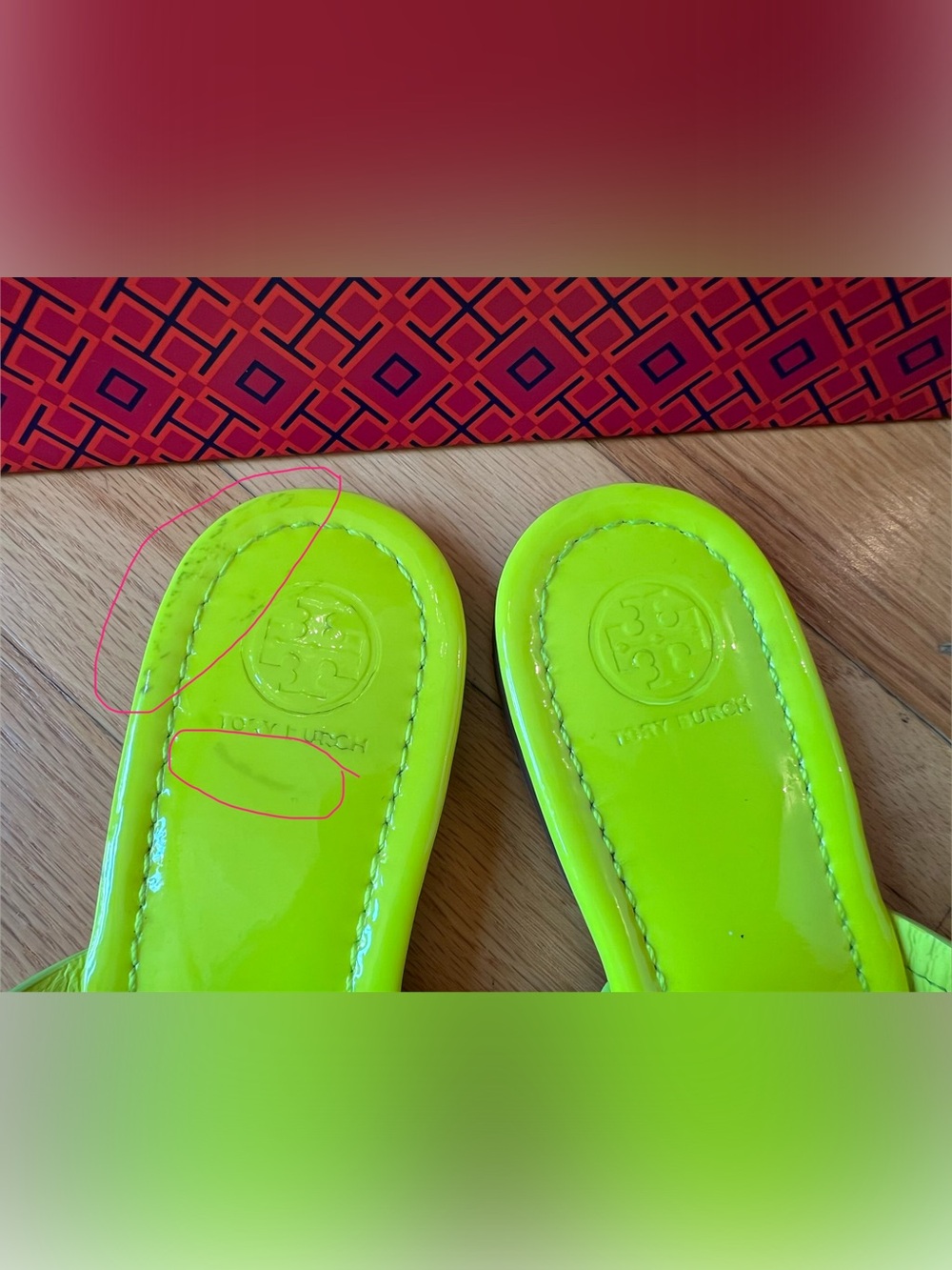 Tory Burch Neon Fluorescent Yellow Patent Leather Miller Sandals - Picture 8 of 13